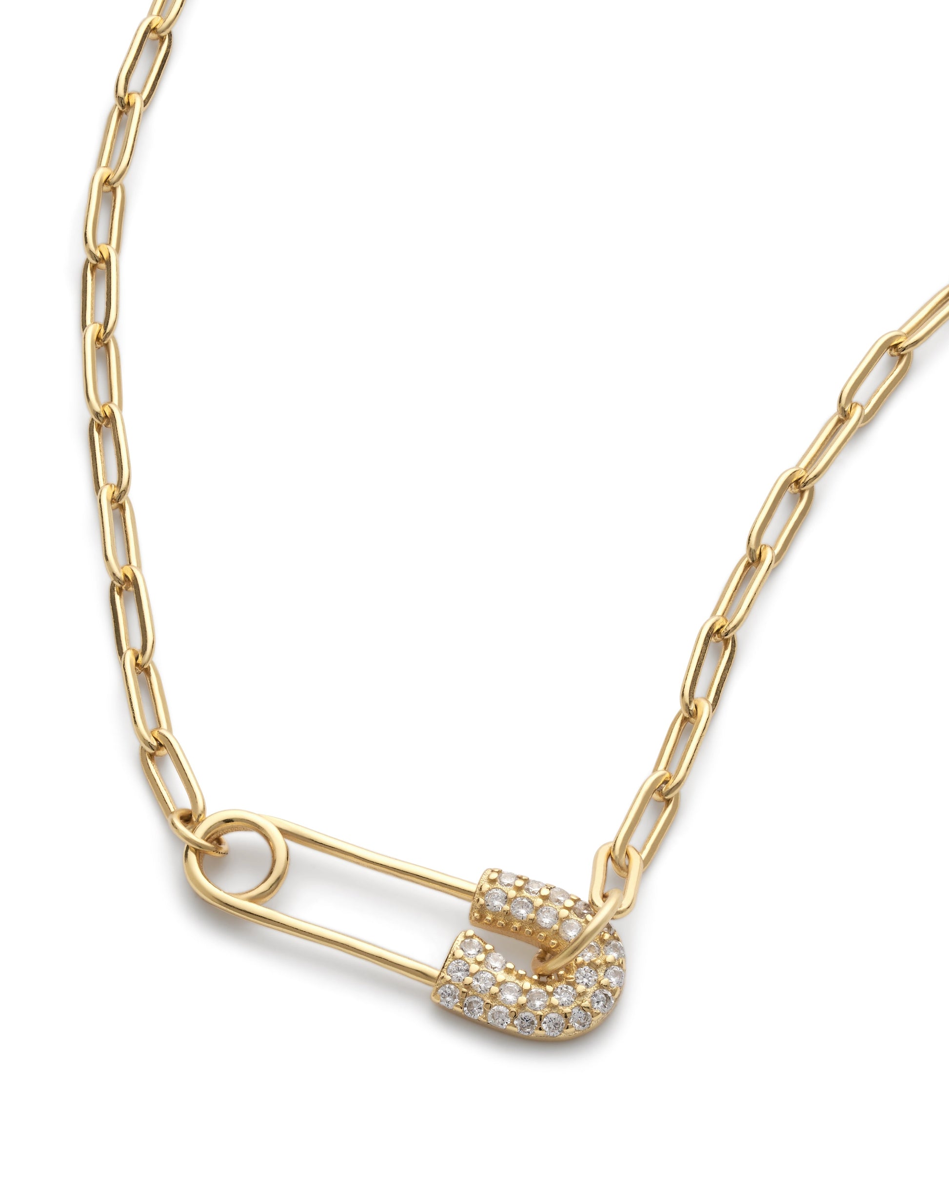 Dainty 14K Gold Safety Pin Choker - Necklaces - Elk & Bloom