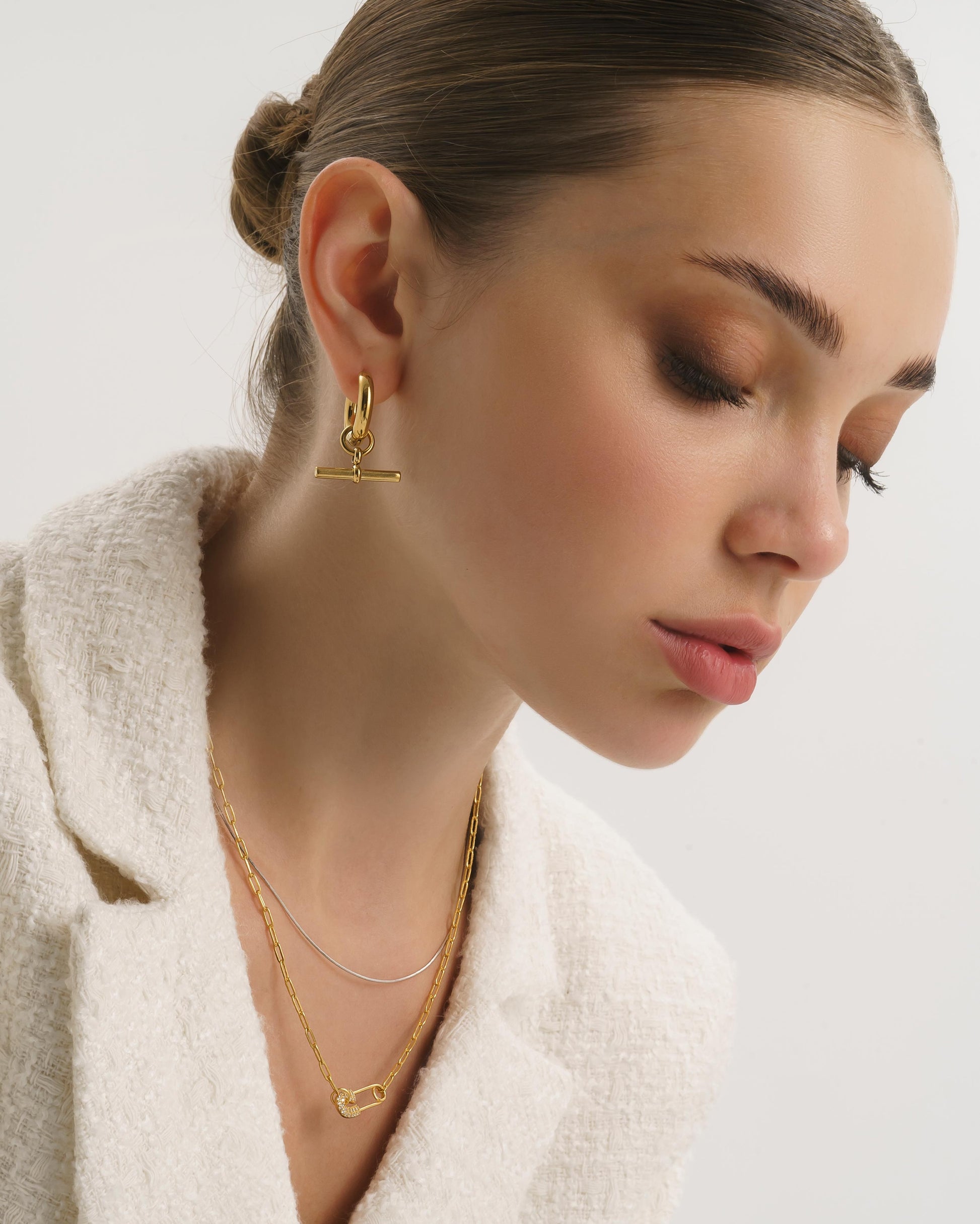 Dainty 14K Gold Safety Pin Choker - Necklaces - Elk & Bloom