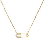Dainty 14K Gold Safety Pin Necklace - Necklaces - Elk & Bloom