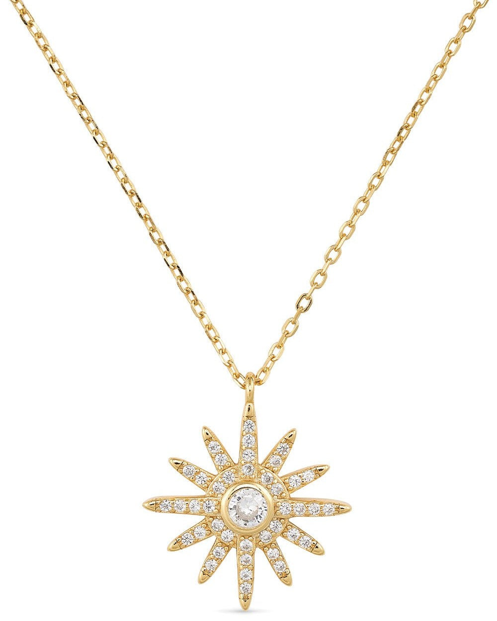 Dainty 14K Gold Star Sun Necklace - Necklaces - Elk & Bloom