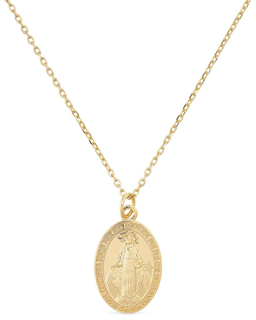 Dainty 14K Gold Virgin Mary Miraculous Medal Choker Necklace - Necklaces - Elk & Bloom