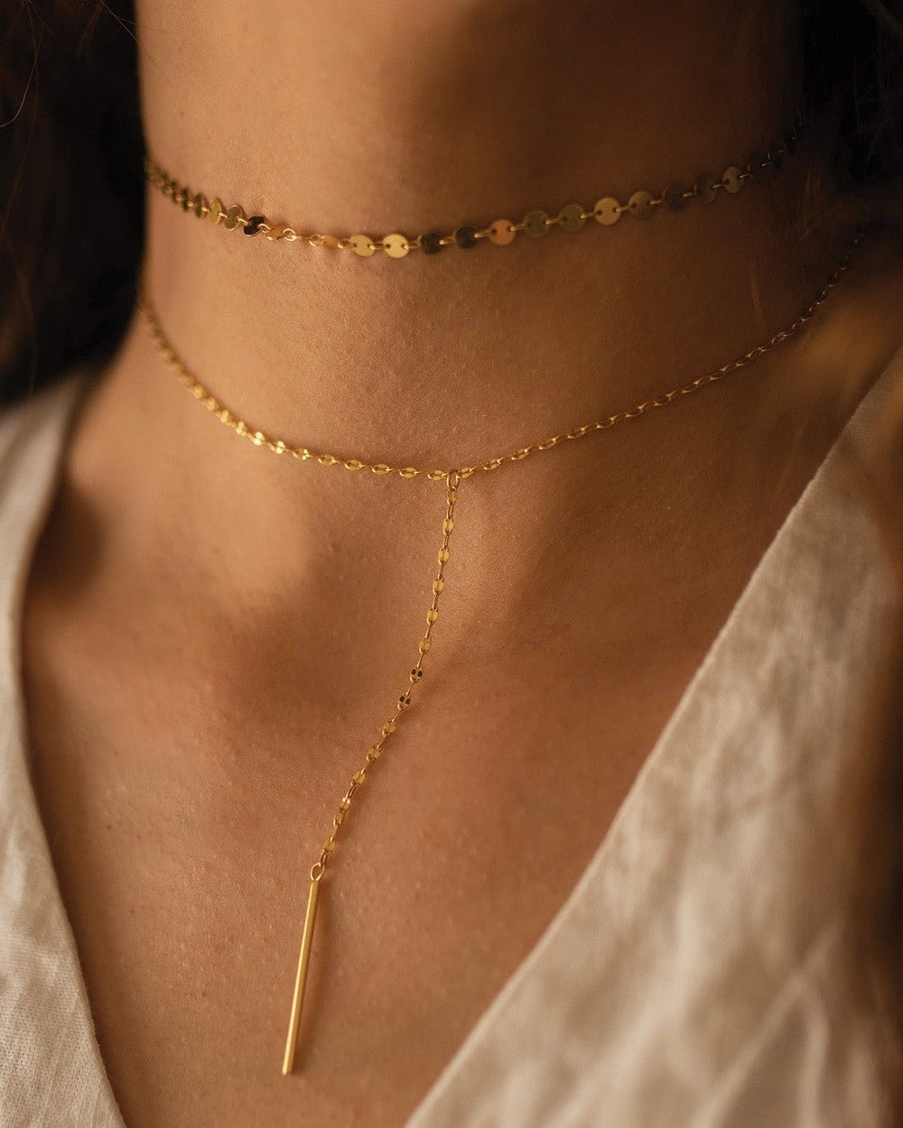 Dainty Gold 14K Disc Choker - Necklaces - Elk & Bloom