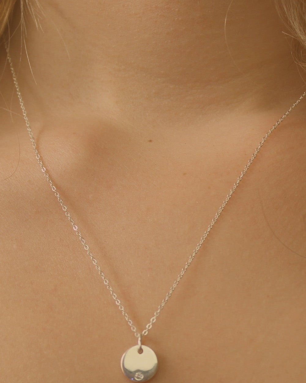 Dainty Silver Disc Necklace - Necklaces - Elk & Bloom
