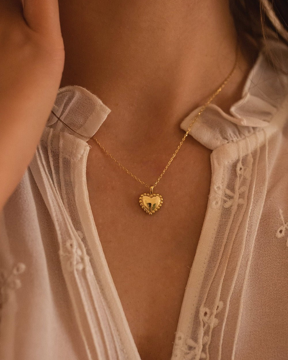 Dainty Sterling Silver Heart Love Necklace - Necklaces - Elk & Bloom