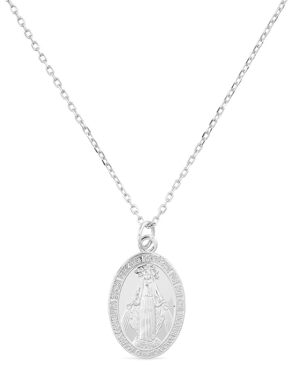 Dainty Sterling Silver Virgin Mary Miraculous Medal Choker Necklace - Necklaces - Elk & Bloom