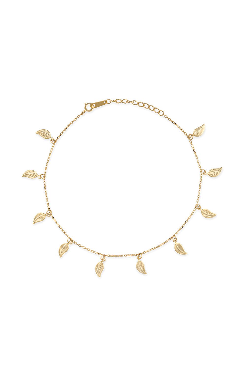 Delicate 14k Gold Leaf Anklet - Anklets - Elk & Bloom