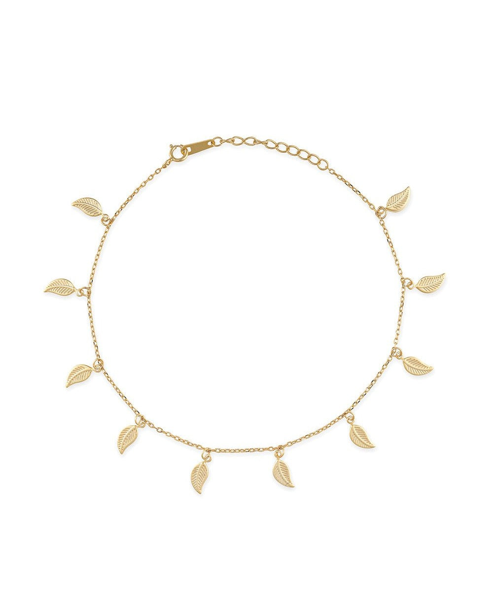 Delicate 18k Gold Leaf Anklet