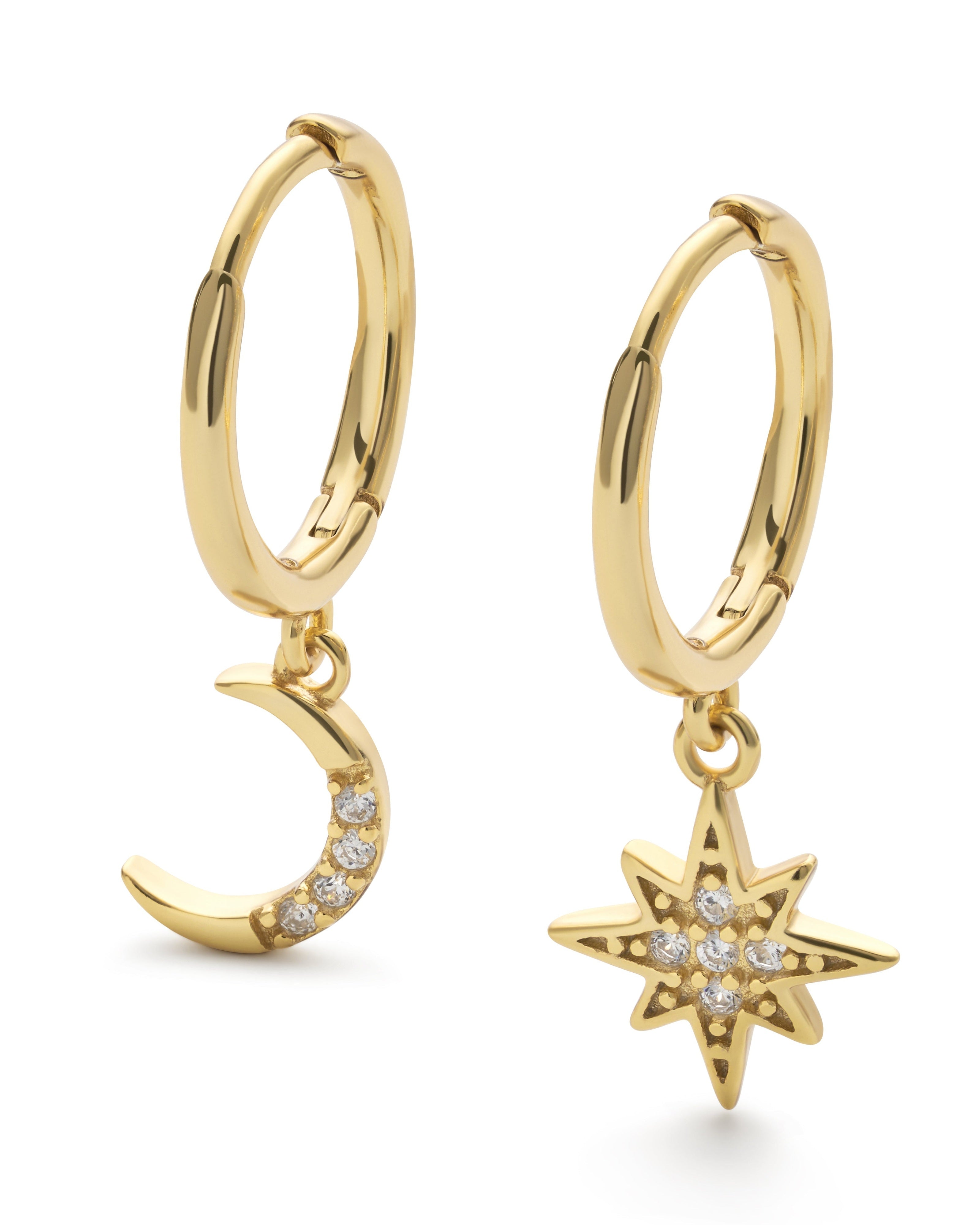 Gold Star and Crescent Moon Earrings - Earrings - Elk & Bloom