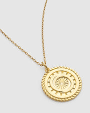 Gold Sunburst Interlocking Circles Medallion Necklace - Necklaces - Elk & Bloom