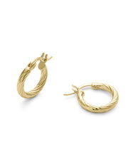 Small Gold Twist Huggie Hoop Earrings - Earrings - Elk & Bloom