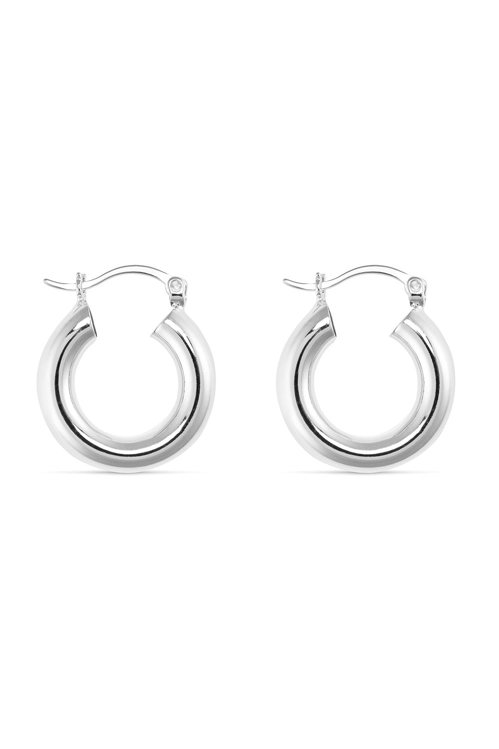 Small thick silver hoop earrings hotsell