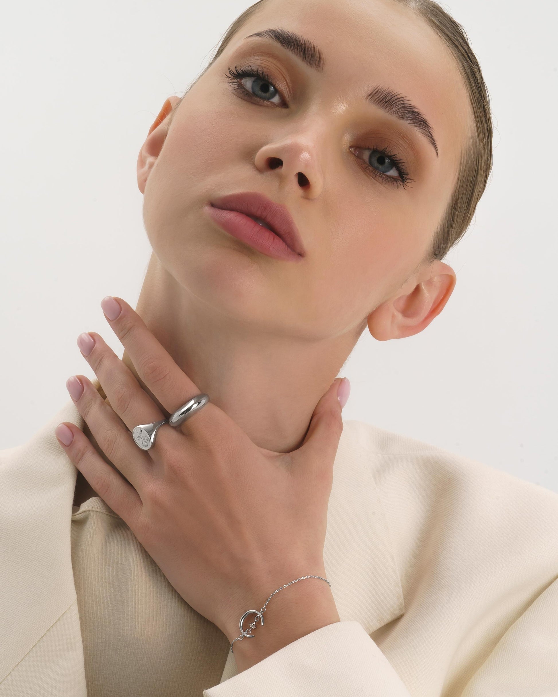 Sterling Silver Crescent Moon and Star Bracelet - Bracelets - Elk & Bloom