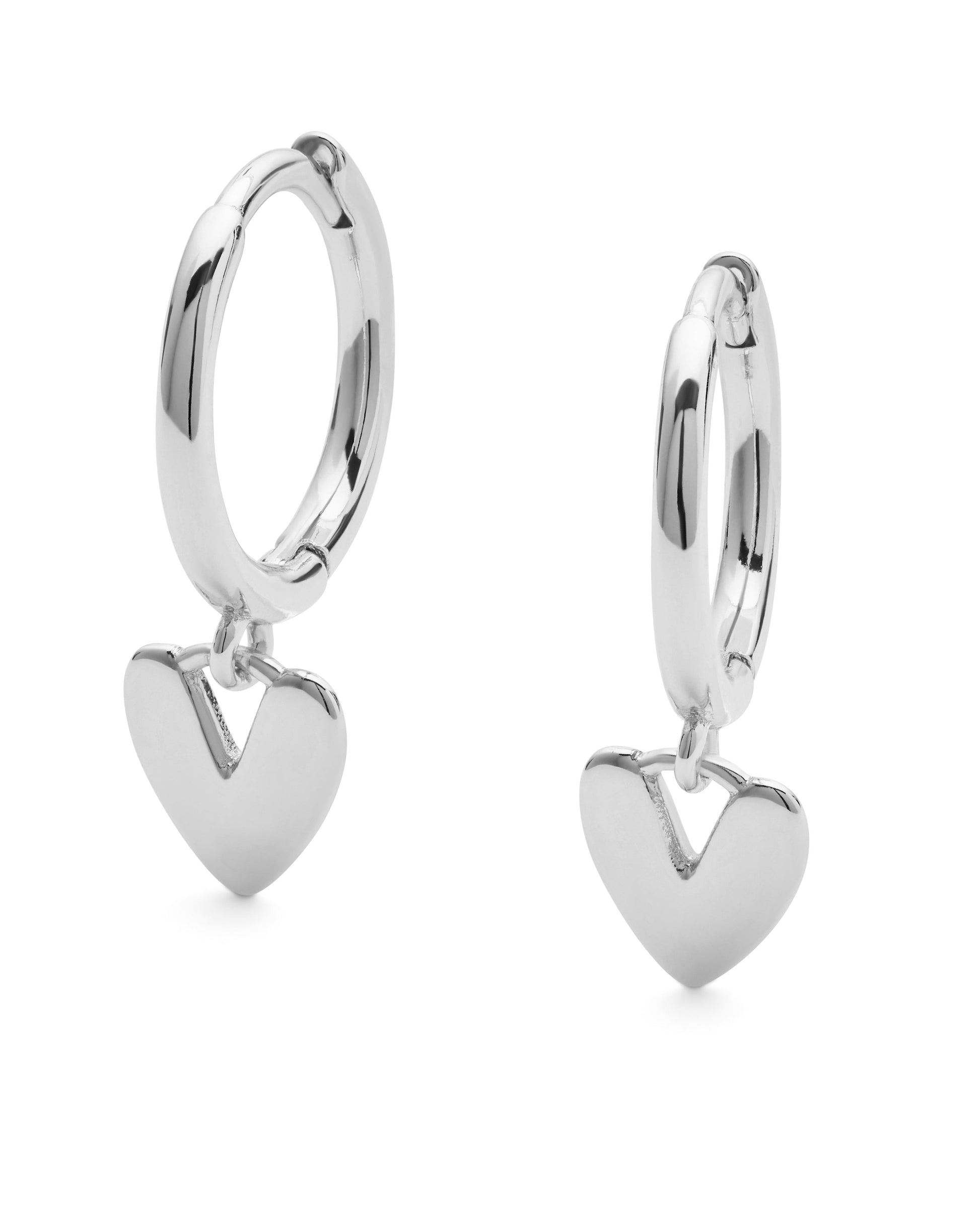 Sterling Silver Love Heart Hoop Earrings - Earrings - Elk & Bloom