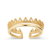 14K Dainty Gold Crown Stacking Ring - Rings - Elk & Bloom