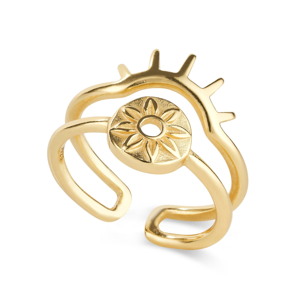 14K Dainty Gold Sun Ring - Rings - Elk & Bloom