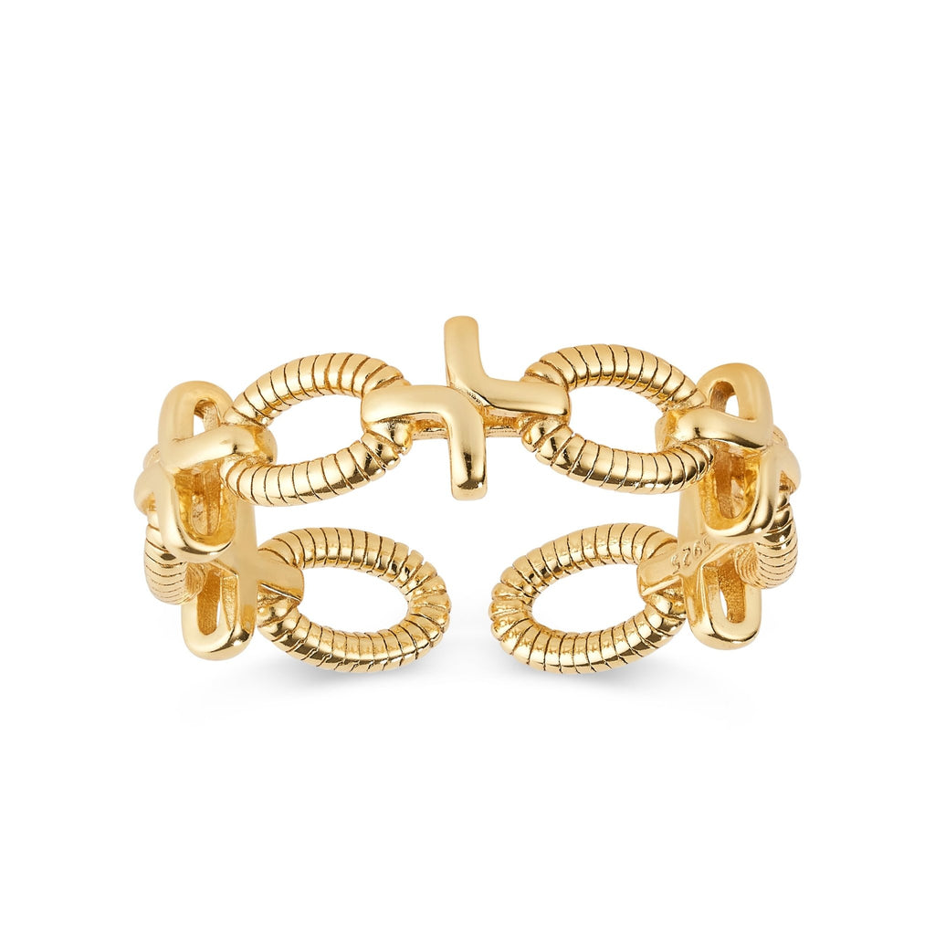 14K Gold Chain Link Stacking Ring - Rings - Elk & Bloom