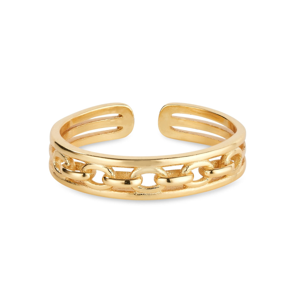 14K Gold Chain Link Stacking Ring - Rings - Elk & Bloom