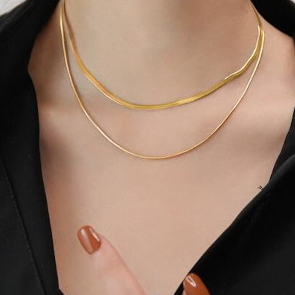 14K Gold Double Snake Chain Choker - Necklaces - Elk & Bloom