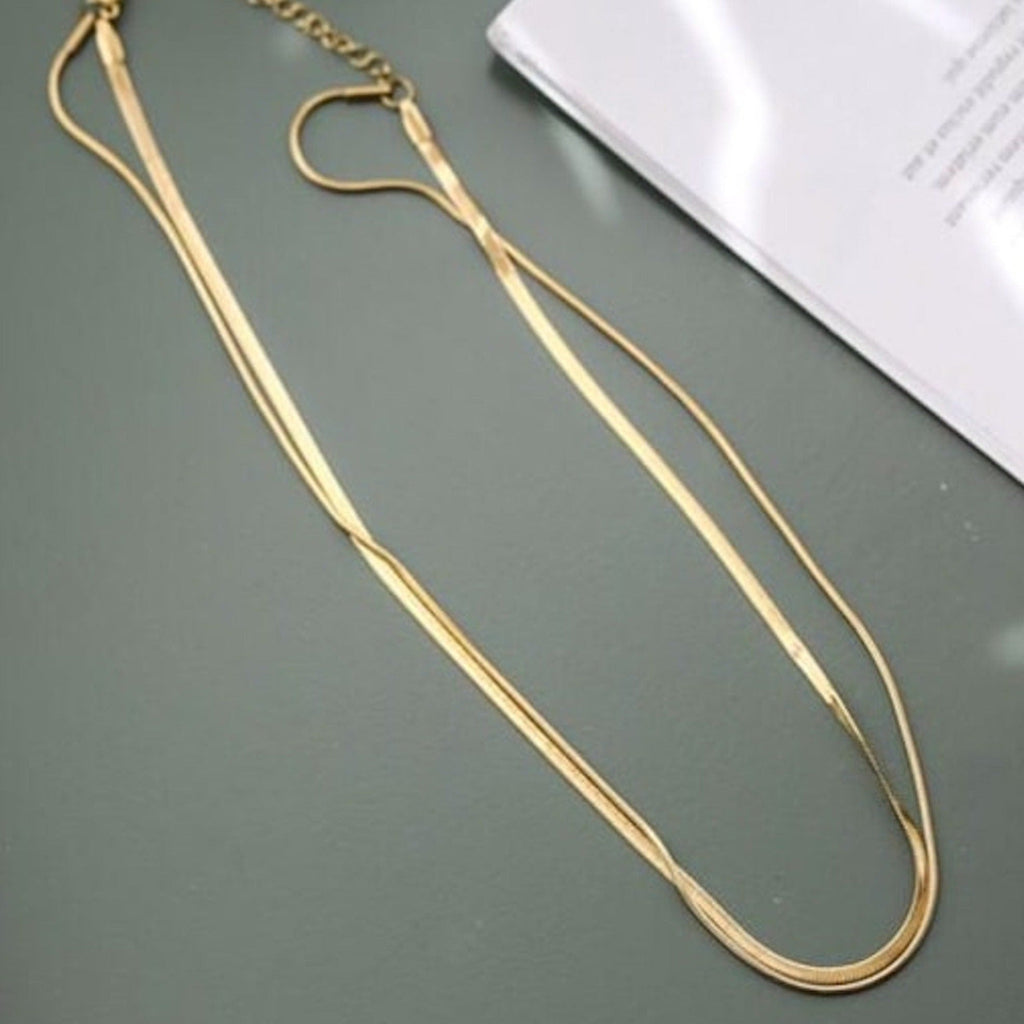 14K Gold Double Snake Chain Choker - Necklaces - Elk & Bloom