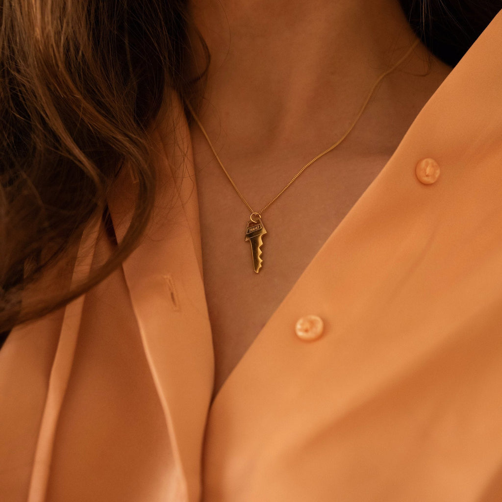 14K Gold Key Necklace - Necklaces - Elk & Bloom