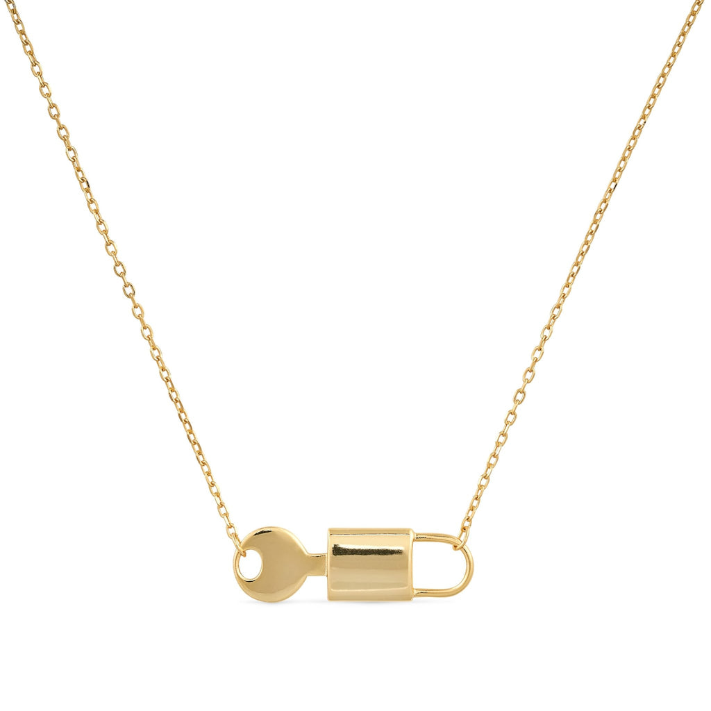 14K Gold Plated Silver Lock & Key Necklace - Necklaces - Elk & Bloom