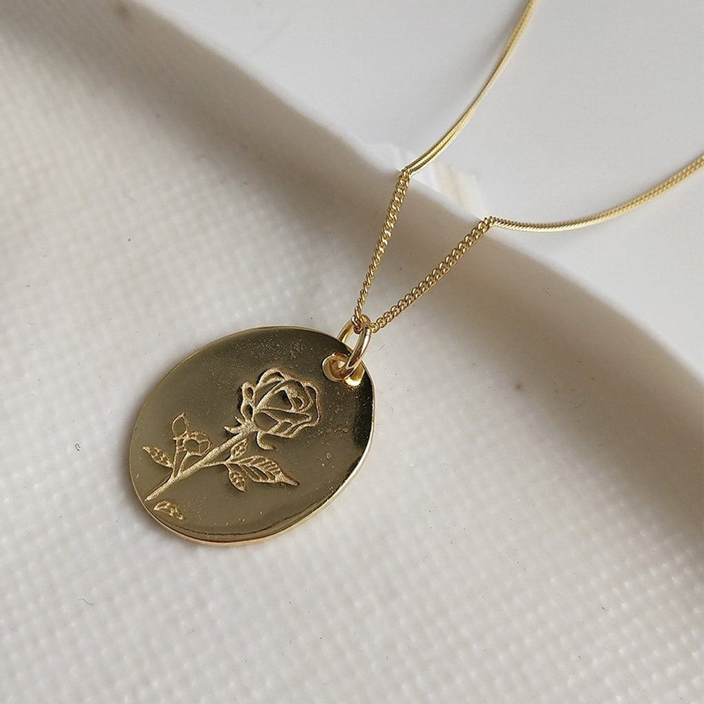 14K Gold Rose Flower Necklace - Necklaces - Elk & Bloom