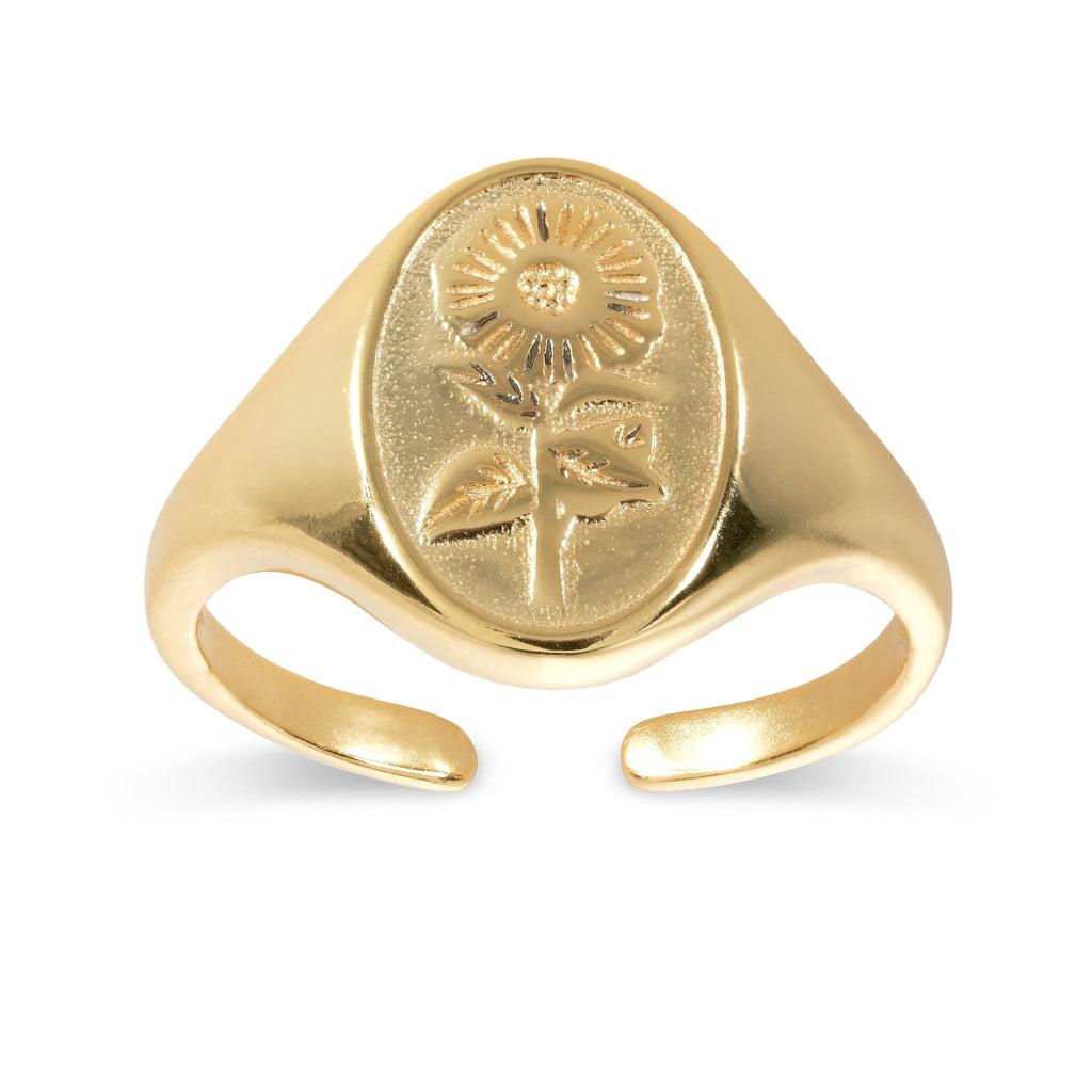 14K Gold Sunflower Ring - Rings - Elk & Bloom