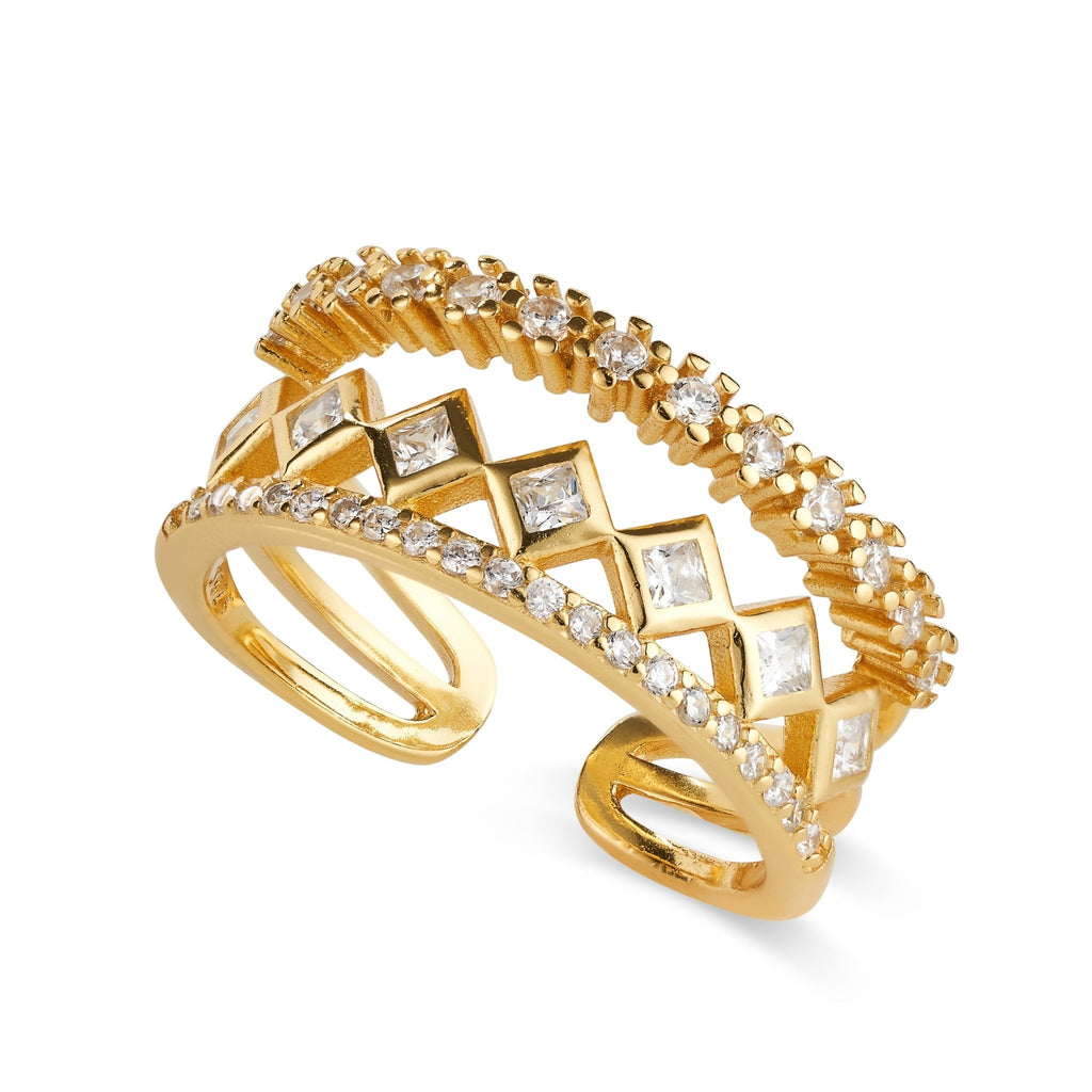 14K Gold Triple Band Stacking Ring - Rings - Elk & Bloom