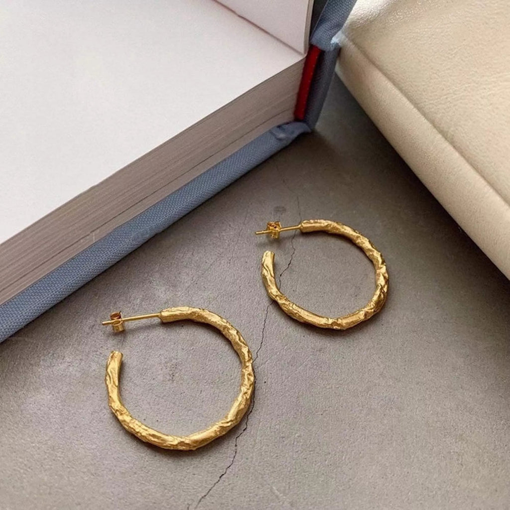 14K Medium Gold Thin Hoop Earrings - Earrings - Elk & Bloom