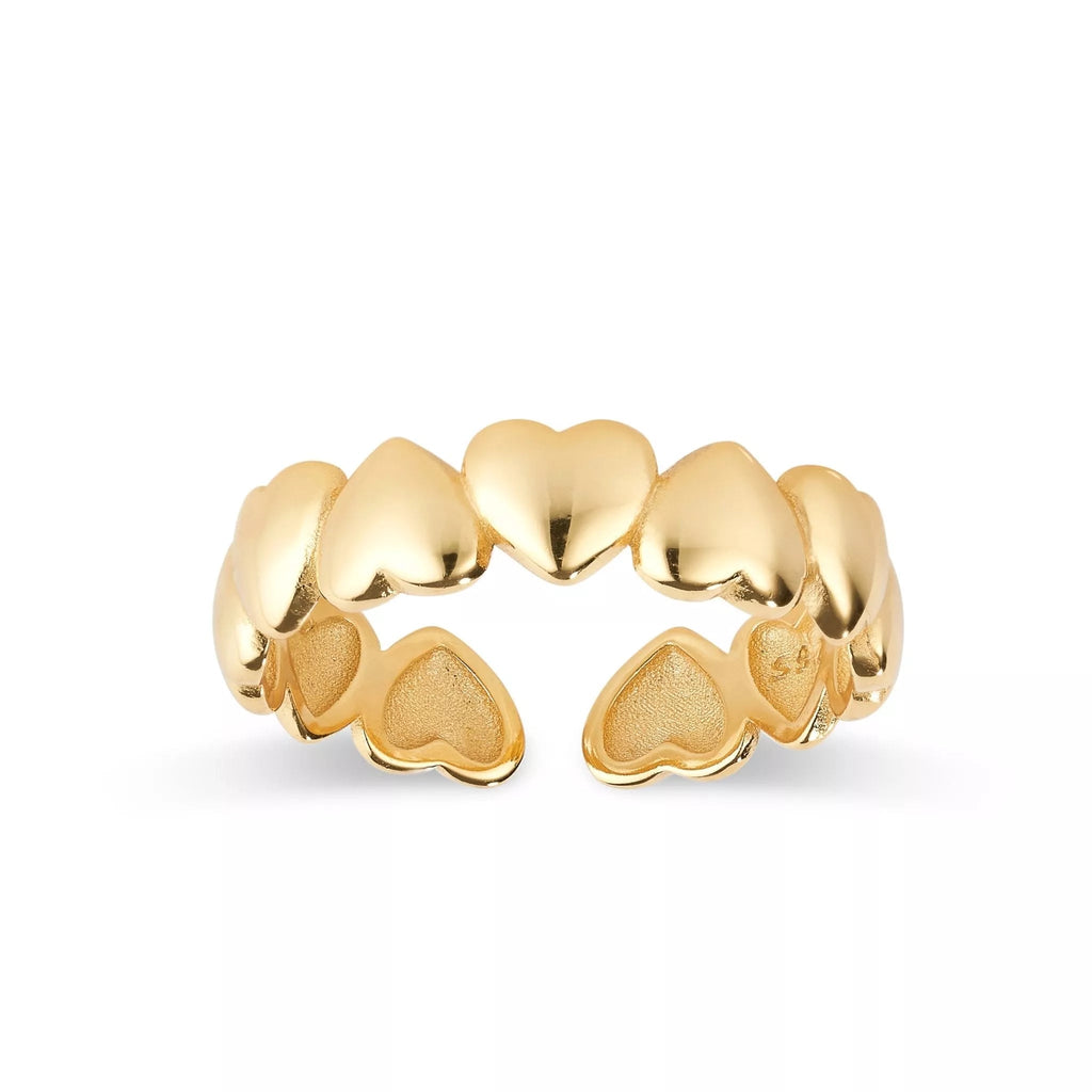 18K Gold Heart Band Stacking Ring - Rings - Elk & Bloom