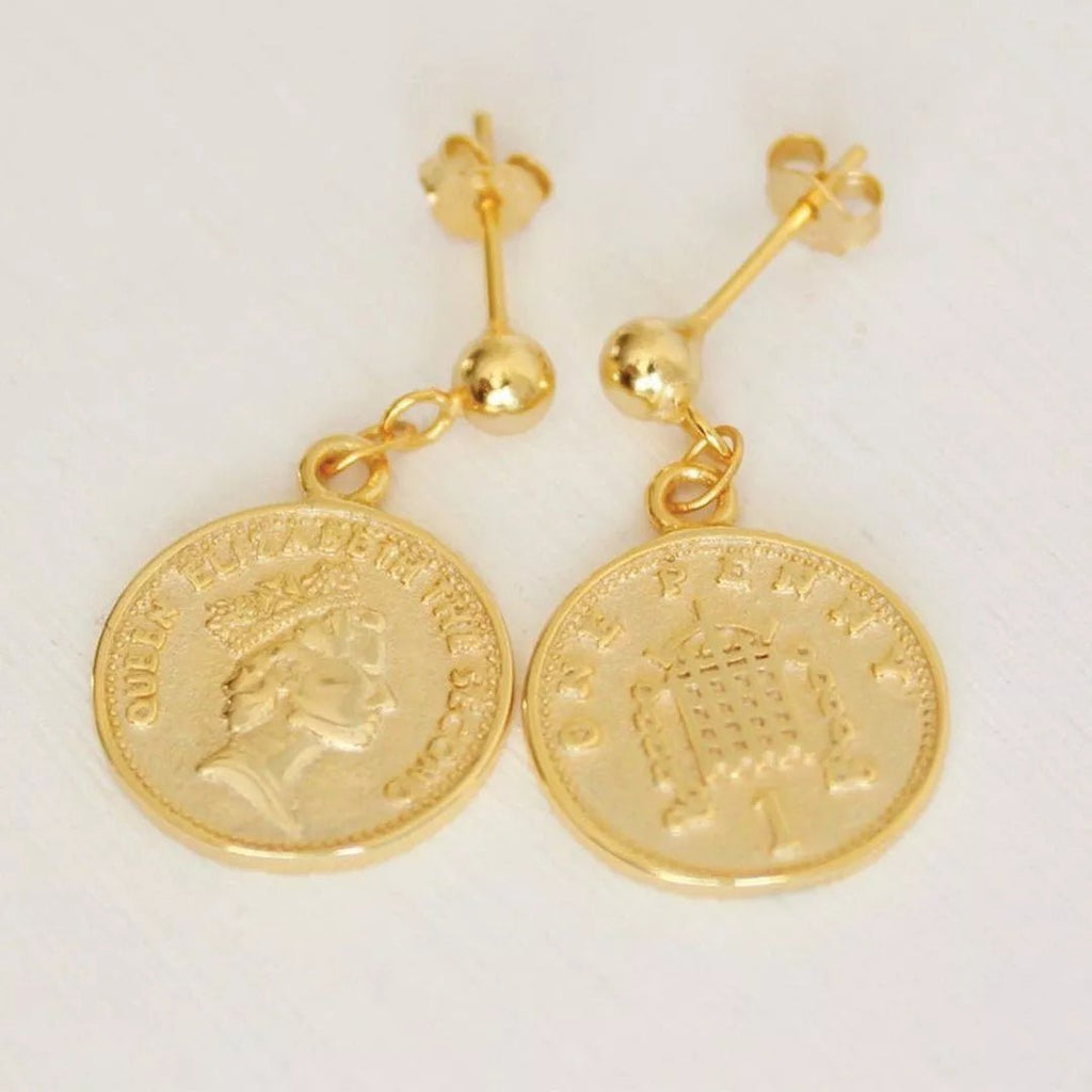18K Gold Plated Silver Coin Stud Earrings - Earrings - Elk & Bloom