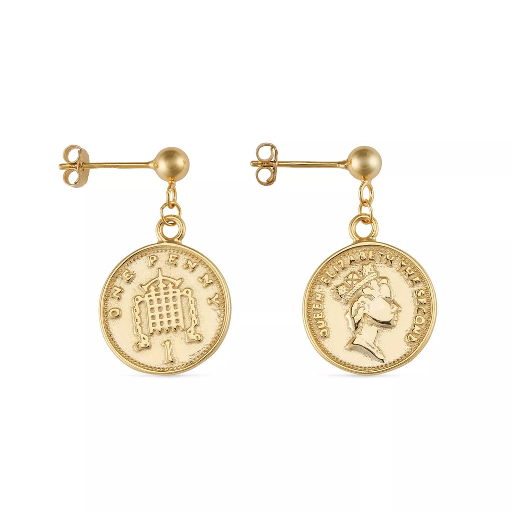 18K Gold Plated Silver Coin Stud Earrings - Earrings - Elk & Bloom