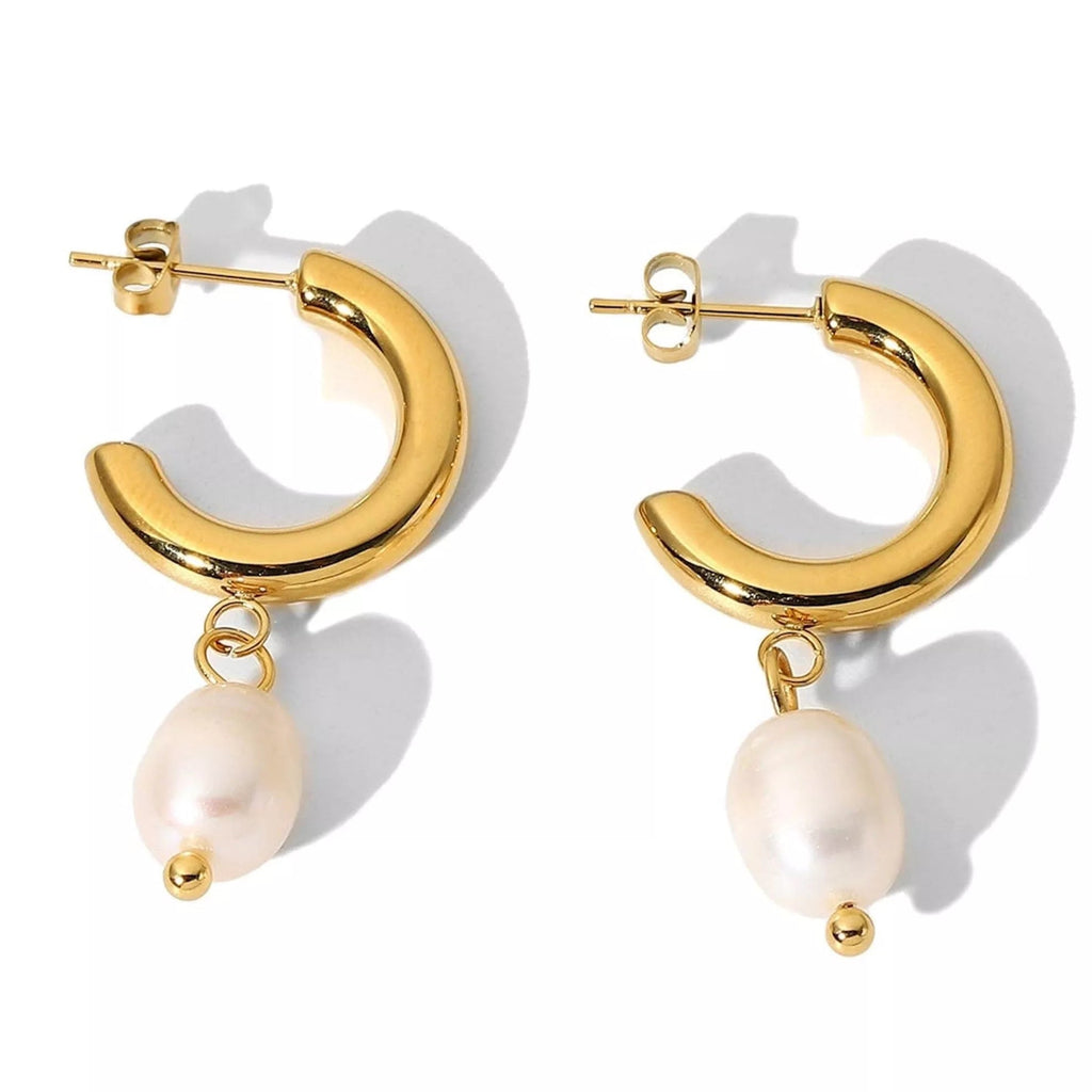 18K Thick Gold Freshwater Earrings - Earrings - Elk & Bloom