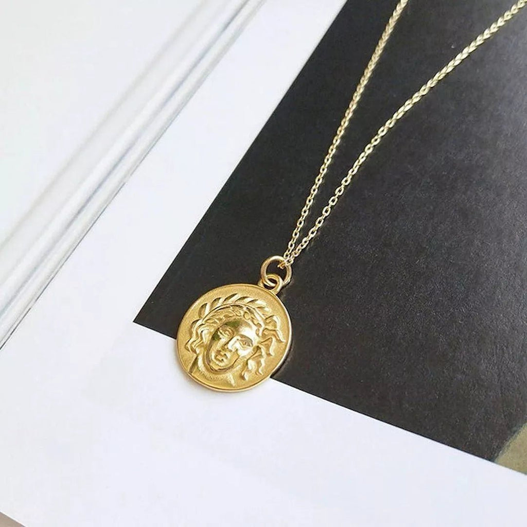Chunky 14K Gold Coin Medallion Necklace - Necklaces - Elk & Bloom
