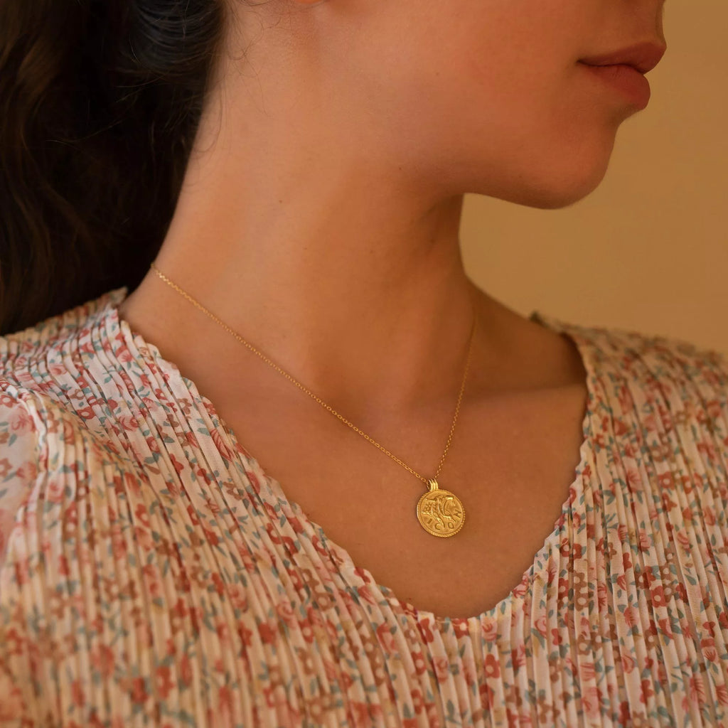 Chunky 14K Gold Leo Coin Necklace - Necklaces - Elk & Bloom