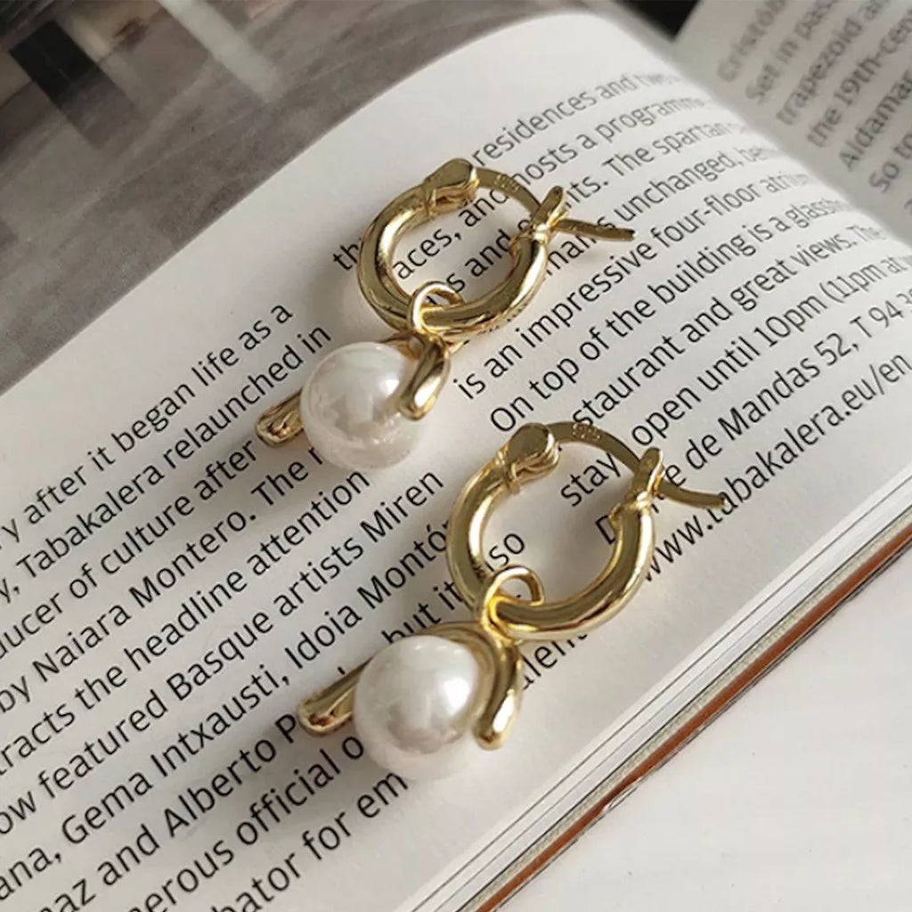 Chunky 14K Gold Pearl Hoops - Earrings - Elk & Bloom