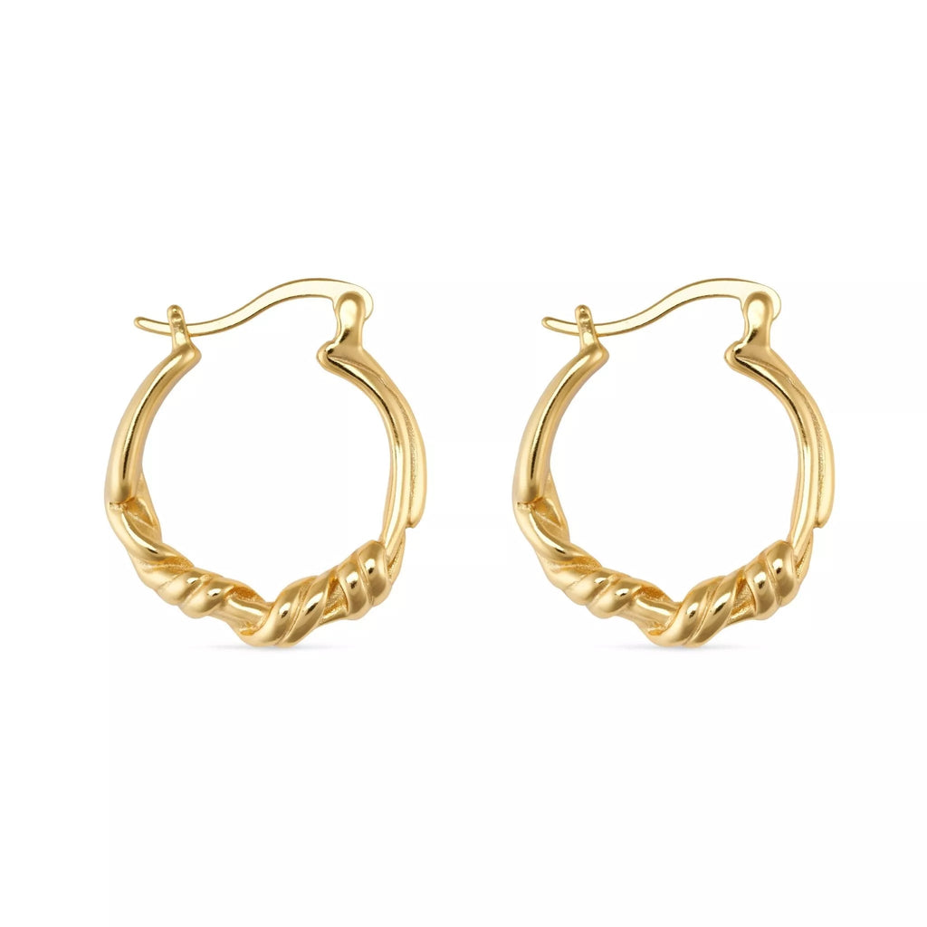 Chunky 14K Gold Twisted Hoop Earrings - Earrings - Elk & Bloom