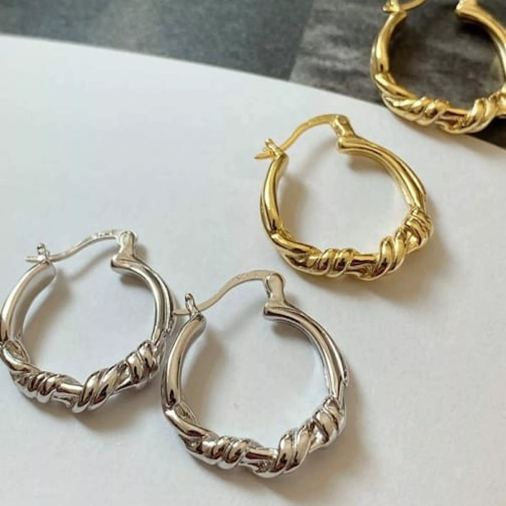 Chunky 14K Gold Twisted Hoop Earrings - Earrings - Elk & Bloom