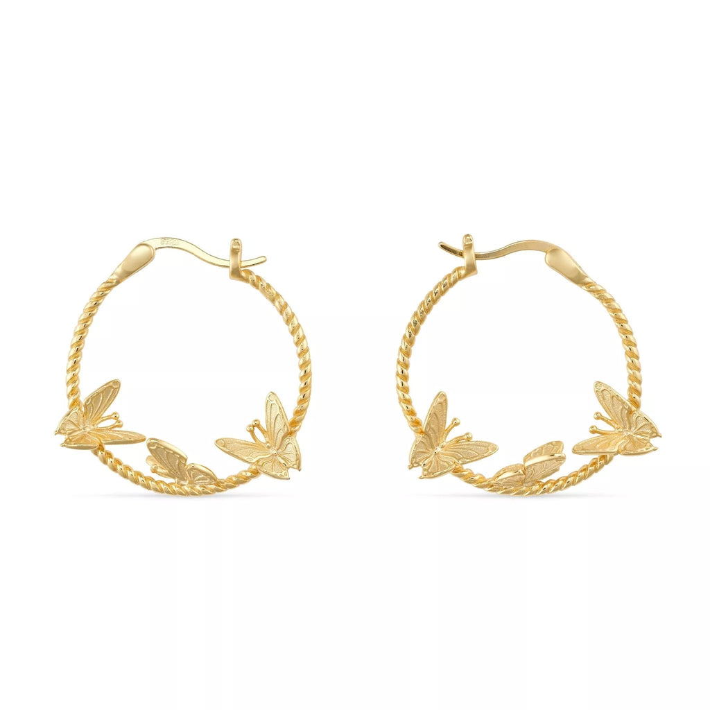 Chunky 14K Oval Gold Butterfly Hoops - Earrings - Elk & Bloom