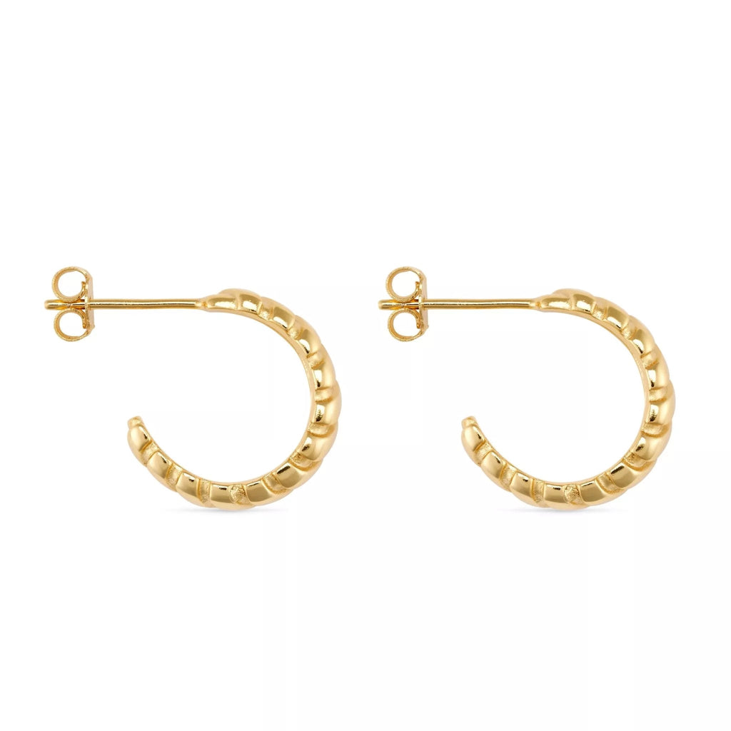 Chunky 14K Ribbed Gold Hoop Earrings - Earrings - Elk & Bloom