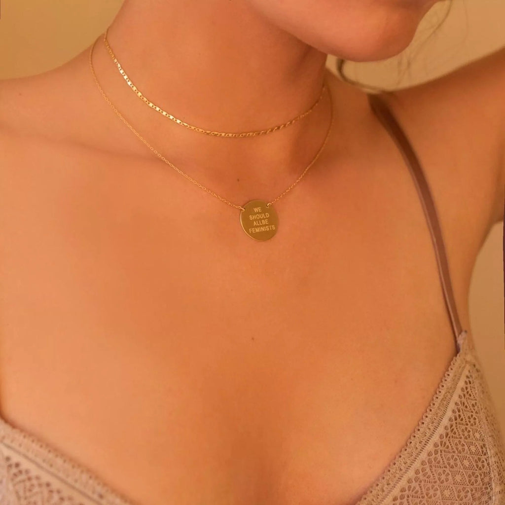 Chunky 18K Gold Feminist Necklace - Necklaces - Elk & Bloom