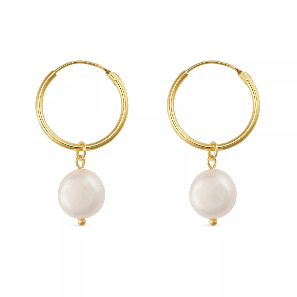 Chunky 18K Gold Freshwater Pearl Hoops - Earrings - Elk & Bloom