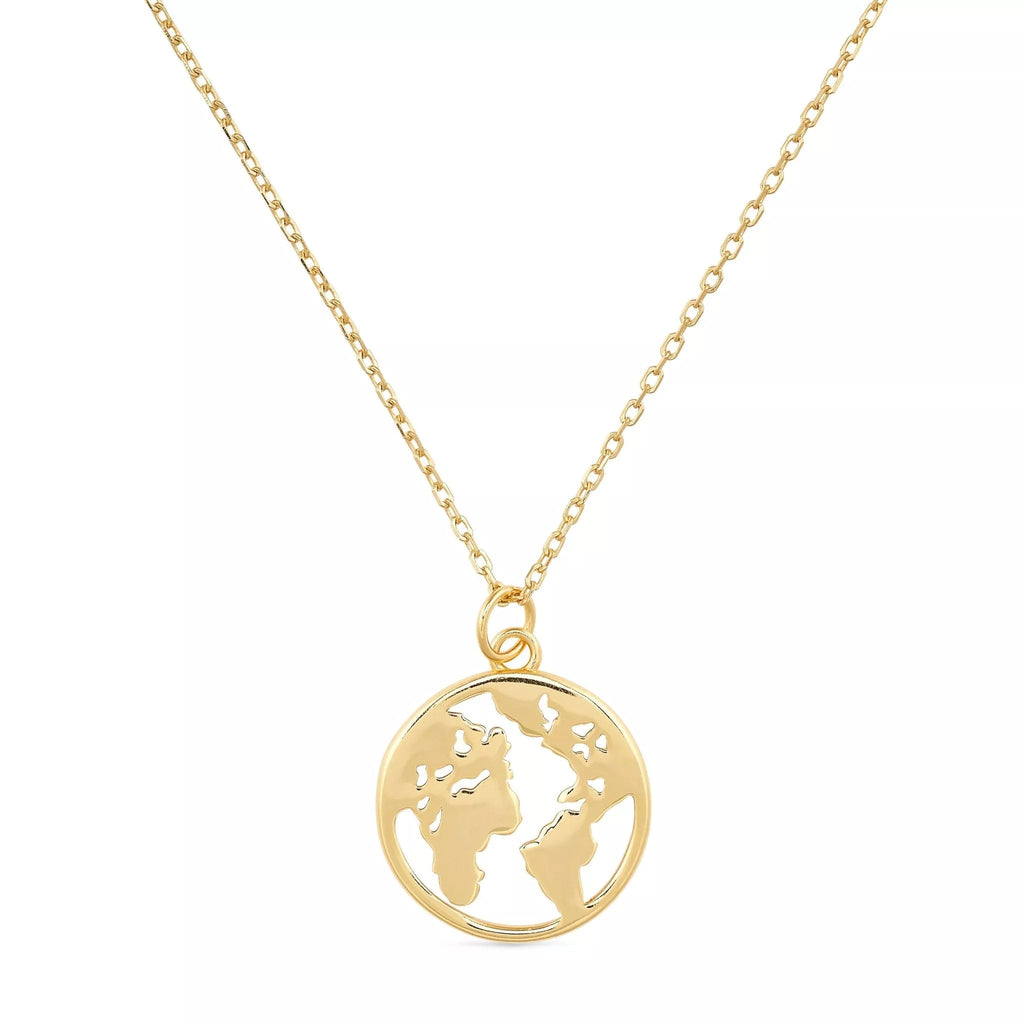 Chunky 18K Gold Globe Earth Necklace - Necklaces - Elk & Bloom