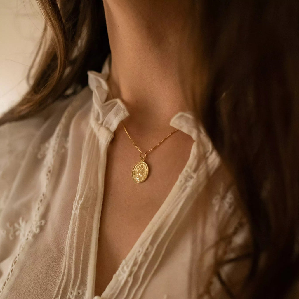 Chunky 18K Gold Lucky Penny Coin Medallion Necklace - Necklaces - Elk & Bloom
