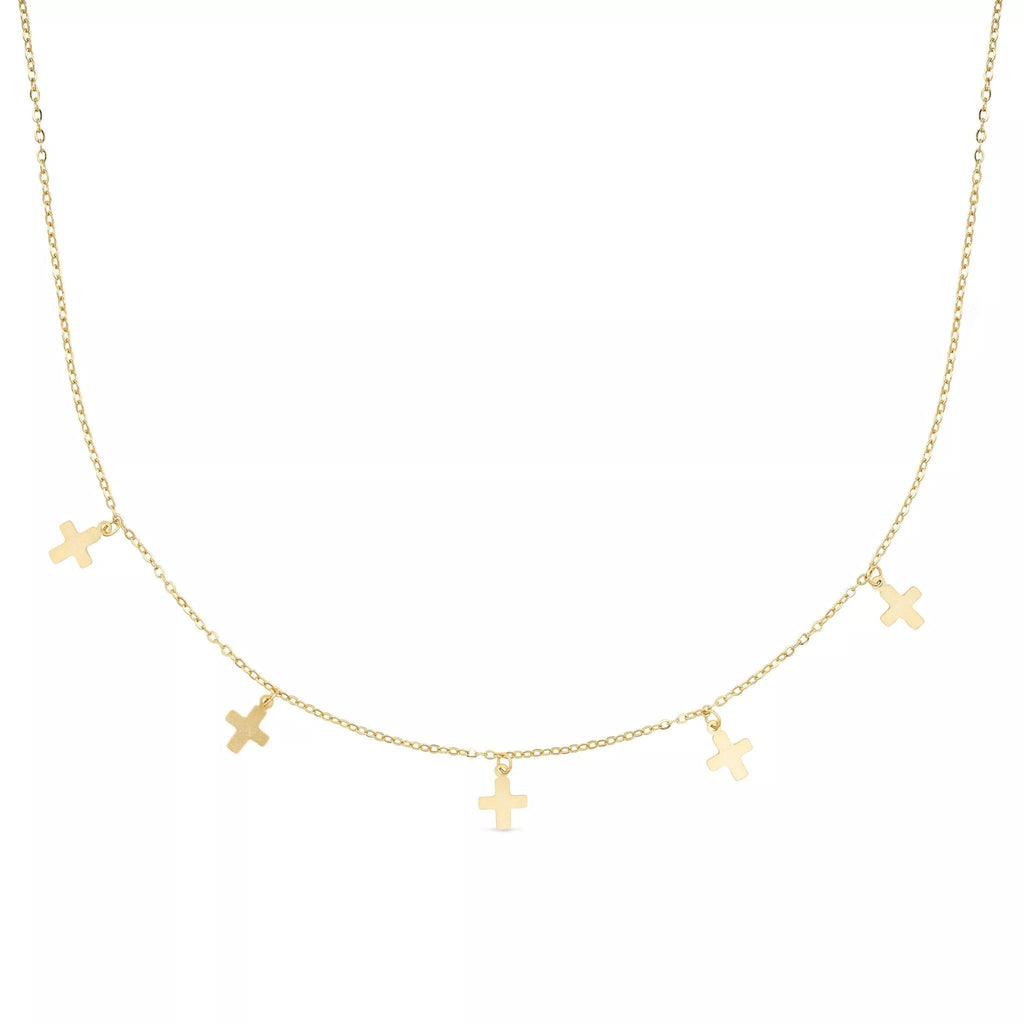 Dainty 14K Gold Cross Choker Necklace - Necklaces - Elk & Bloom