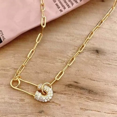 Dainty 14K Gold Safety Pin Choker - Necklaces - Elk & Bloom