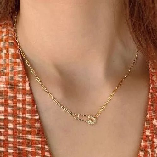 Dainty 14K Gold Safety Pin Choker - Necklaces - Elk & Bloom
