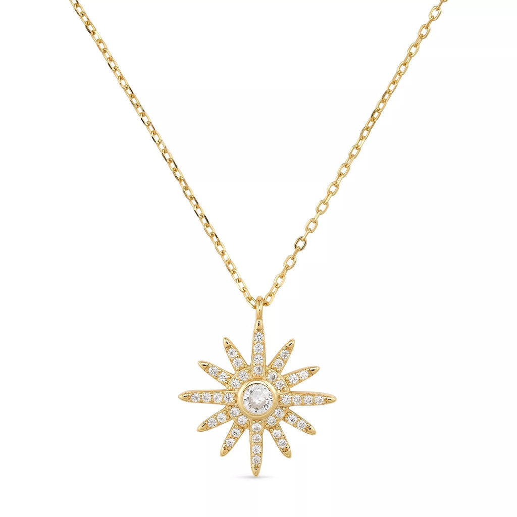 Dainty 14K Gold Star Sun Necklace - Necklaces - Elk & Bloom