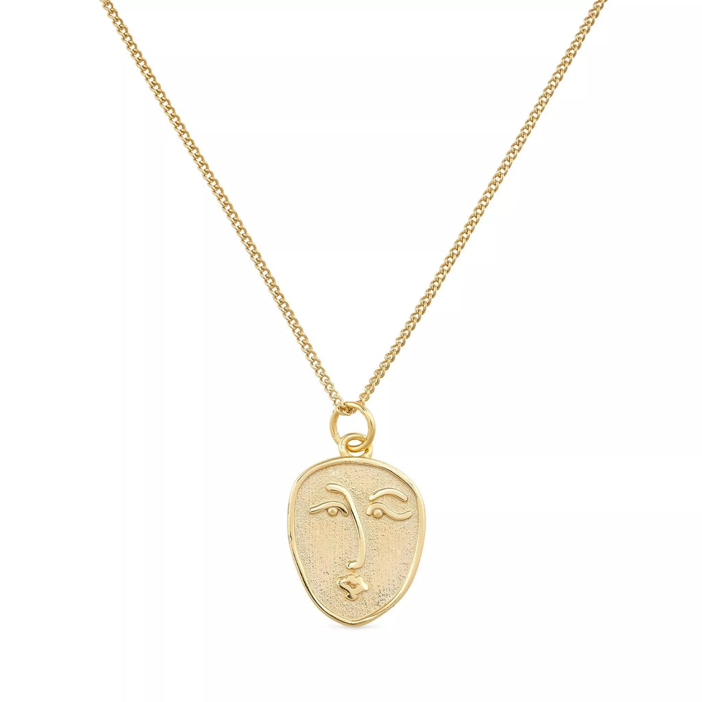 Dainty 18K Gold Face Minimalist Necklace - Necklaces - Elk & Bloom