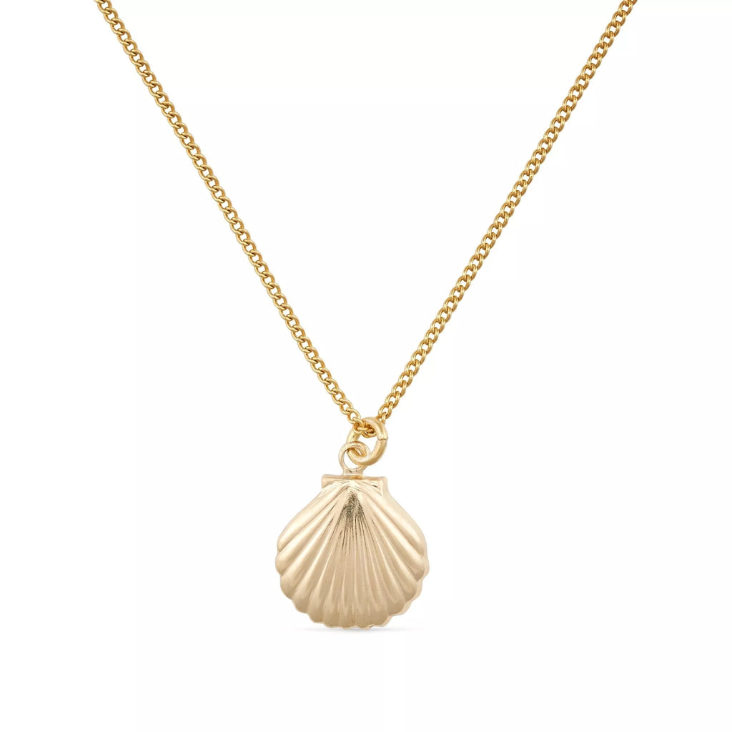 Dainty 18K Gold Large Shell Clam Necklace - Necklaces - Elk & Bloom